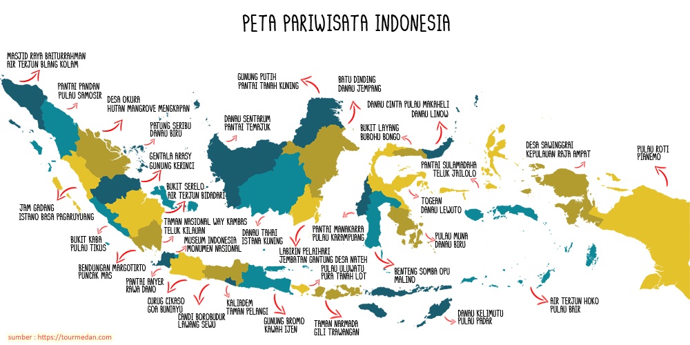Gambar Peta Pariwisata Indonesia Persebaran & Unggulan 2020