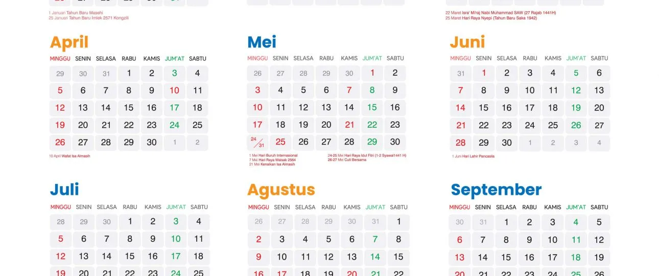 Kalender 2020 Lengkap dengan Hari Merah dan Cuti Bersama Indonesia