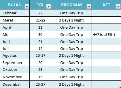 Jadwal Open Trip Bukit Lawang